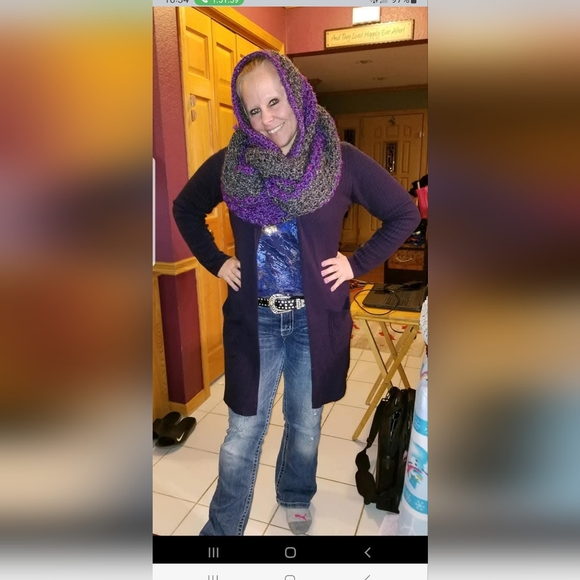 Joann Fabrics Accessories - NWT purple and DARK GREY Women's Winter Scarf BEAUTIFUL HANDMADE CROCHET